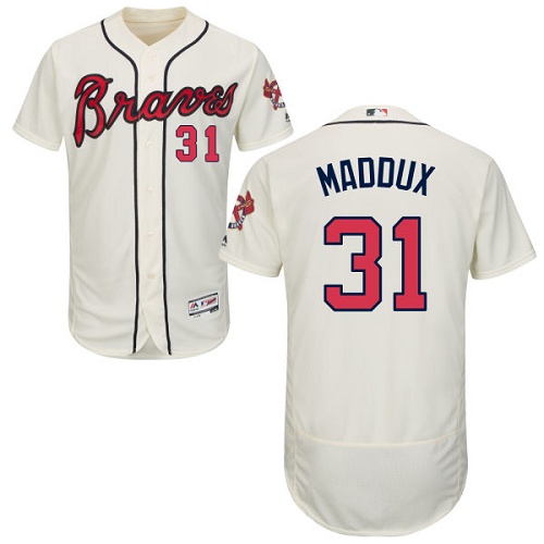 Braves #31 Greg Maddux Cream Flexbase Authentic Collection Stitched MLB Jersey